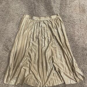 ANTHROPOLOGIE Metallic Pleated Midi Skirt